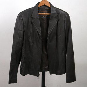 Cole Haan gunmetal leather blazer jacket
